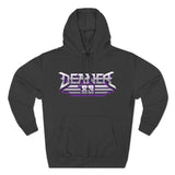 Black Deaner '89 Logo Hoodie with bold chest graphic in purple and metallic silver, available in sizes S to 2XL.