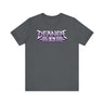 Deaner '89 Logo Tee in gray with bold purple and white lettering, perfect for those embracing the Deaner revolution.