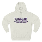 Deaner '89 Logo Hoodie in light gray with bold purple and white Deaner logo on chest, perfect for repping the rock lifestyle.