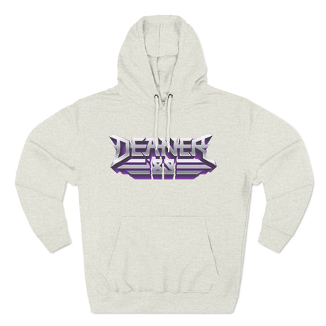 Deaner '89 Logo Hoodie in light gray with bold purple and white Deaner logo on chest, perfect for repping the rock lifestyle.