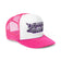 Pink Deaner '89 Logo Trucker Hat with mesh back and bold front design.