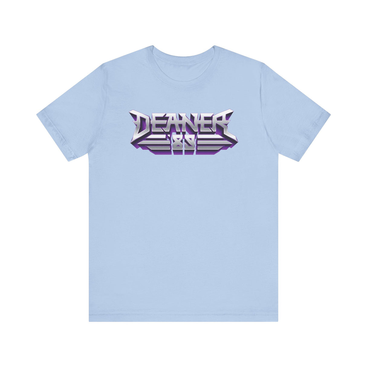 Light blue Deaner '89 Logo Tee with bold retro design, perfect for expressing unique style and being part of the Deaner revolution.