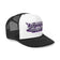 Deaner '89 Logo Trucker Hat with bold purple design on front panel and black mesh back.