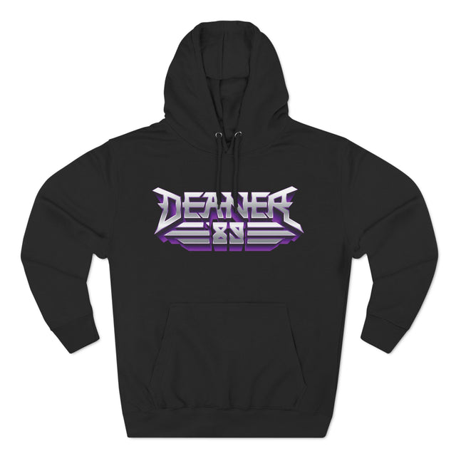 Deaner '89 Logo Hoodie in black with bold Deaner '89 logo on chest for showing rock lifestyle, available in sizes S-2XL.