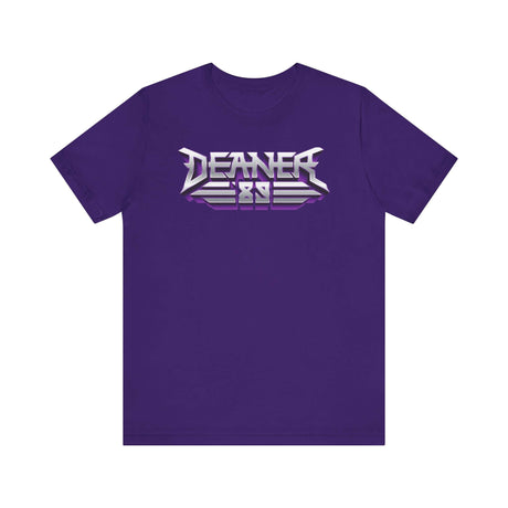 Purple Deaner '89 Logo Tee with bold metallic design for the ultimate badge of honor. Available in sizes S to 3XL.